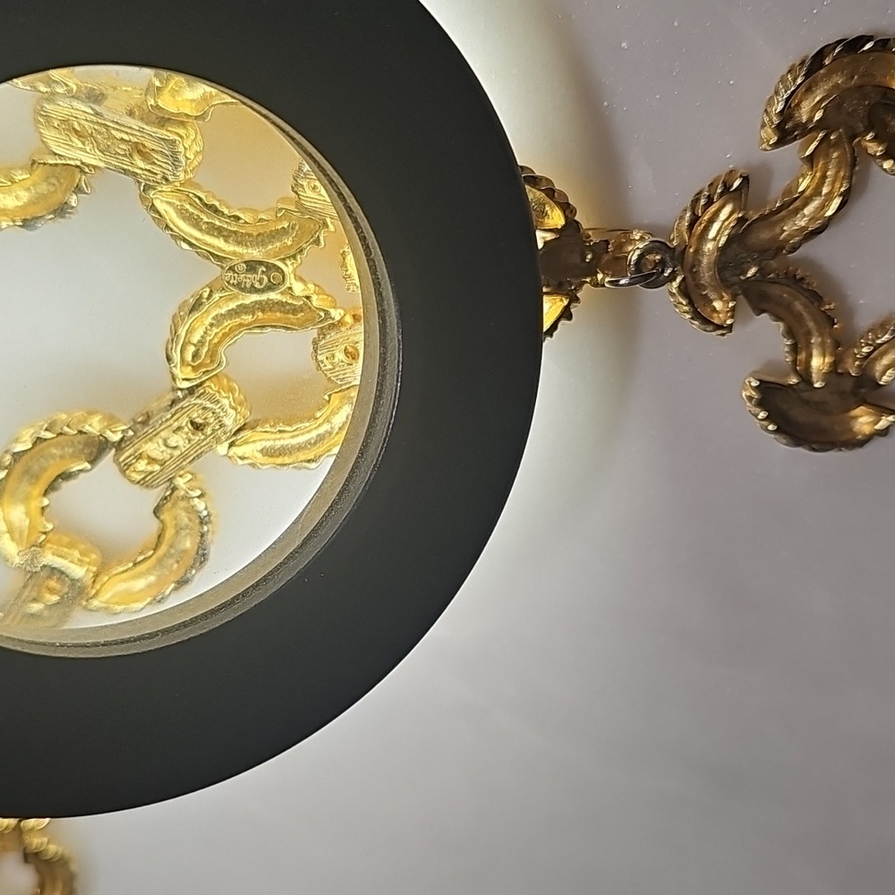 Vintage Pauline Rader Goldette 1970s Long Goldtone Rope Link Pendant Necklace - Picture 6 of 6